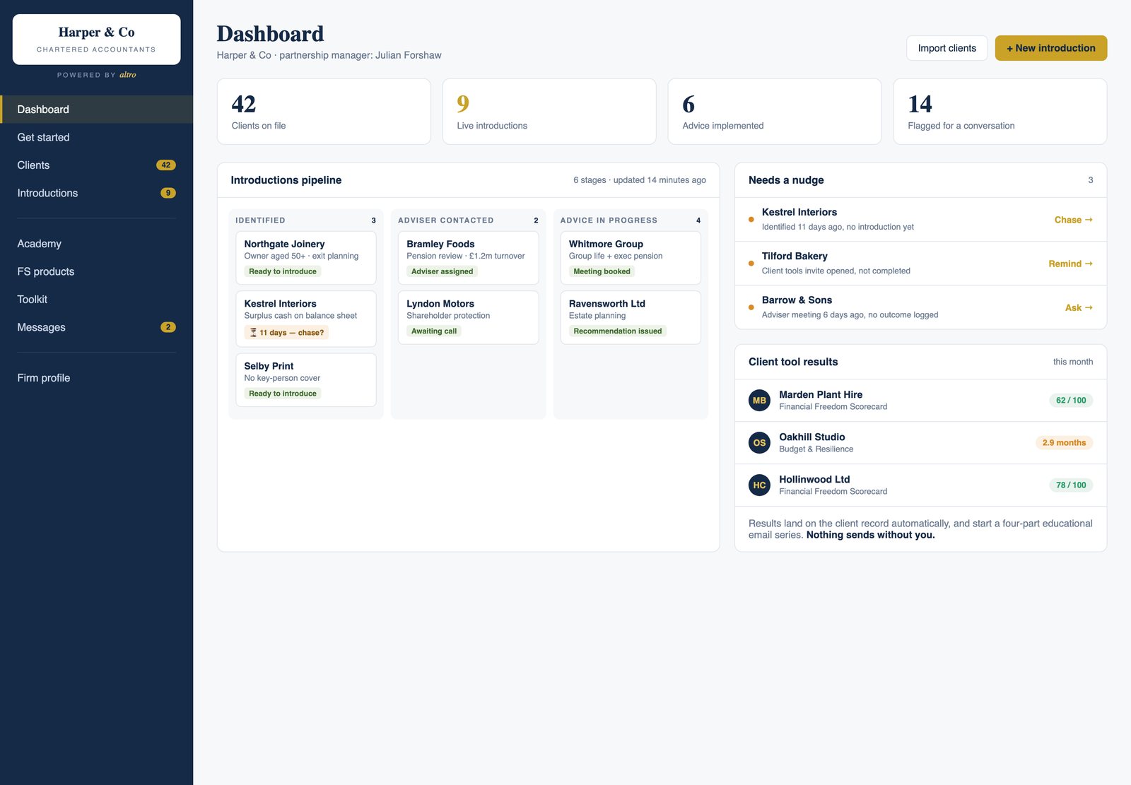 Altro Partners accountant view