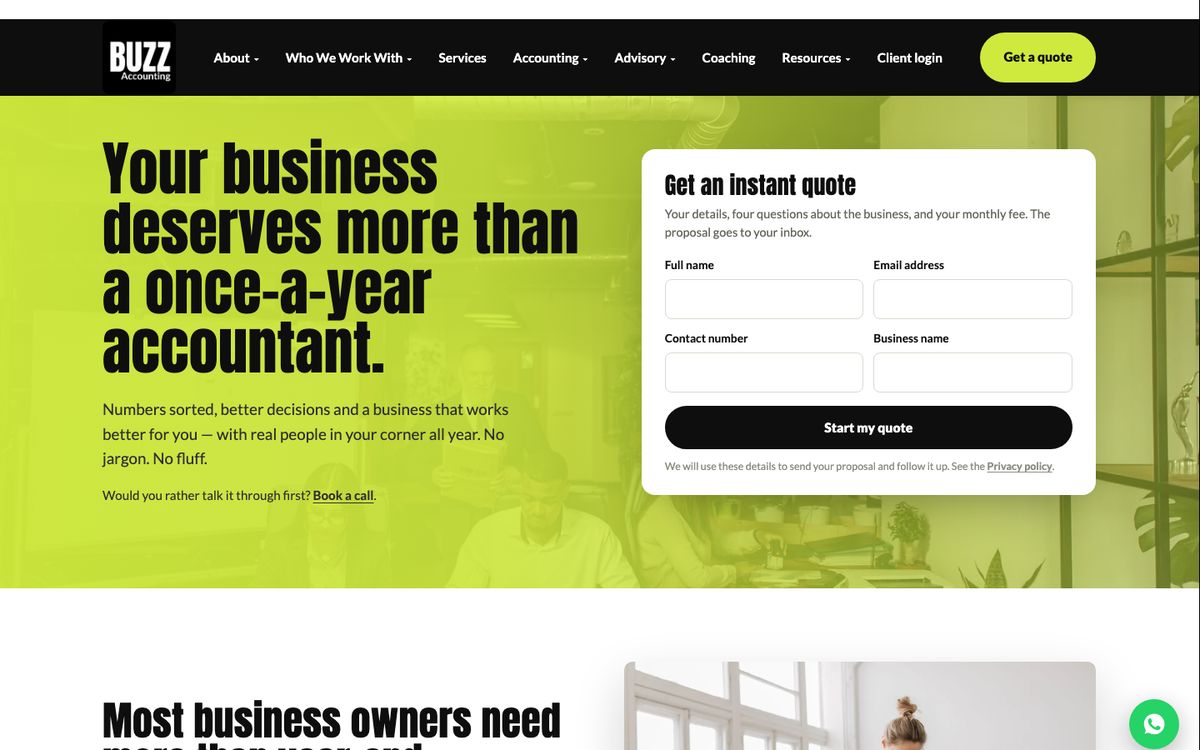 Home page of buzzaccounting.co.uk