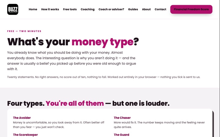 buzzmoneycoach.com — money-type tool